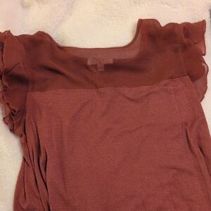Elegant Ruffled Sleeve Top in Rust